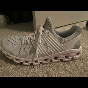 Grey on running shoes